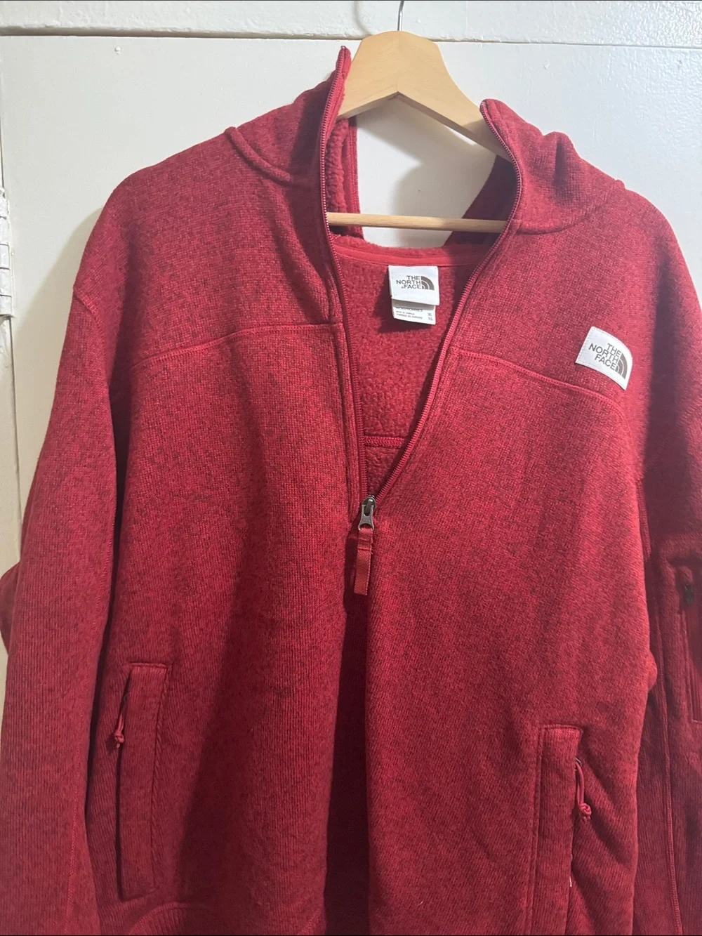 The North Face Men’s Burgundy Red Zip-Up Fleece Hoodie